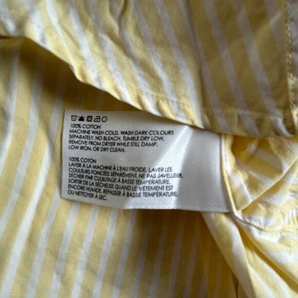 Club Monaco Womens Yellow White Striped Button-Down Shirt Size Small 3/4 Sleeve - Picture 4 of 8